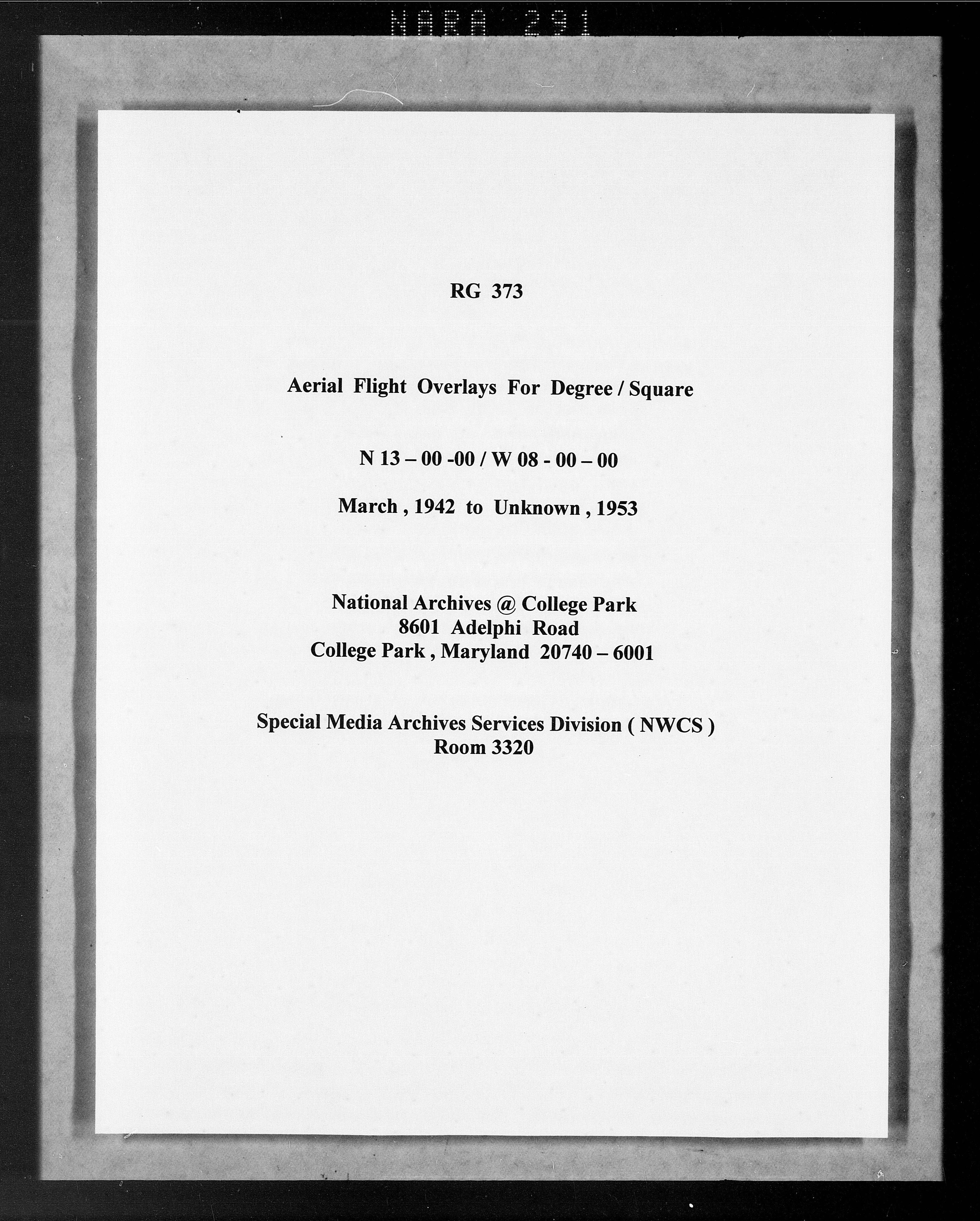 Overlay indexes for degree square 13N008W