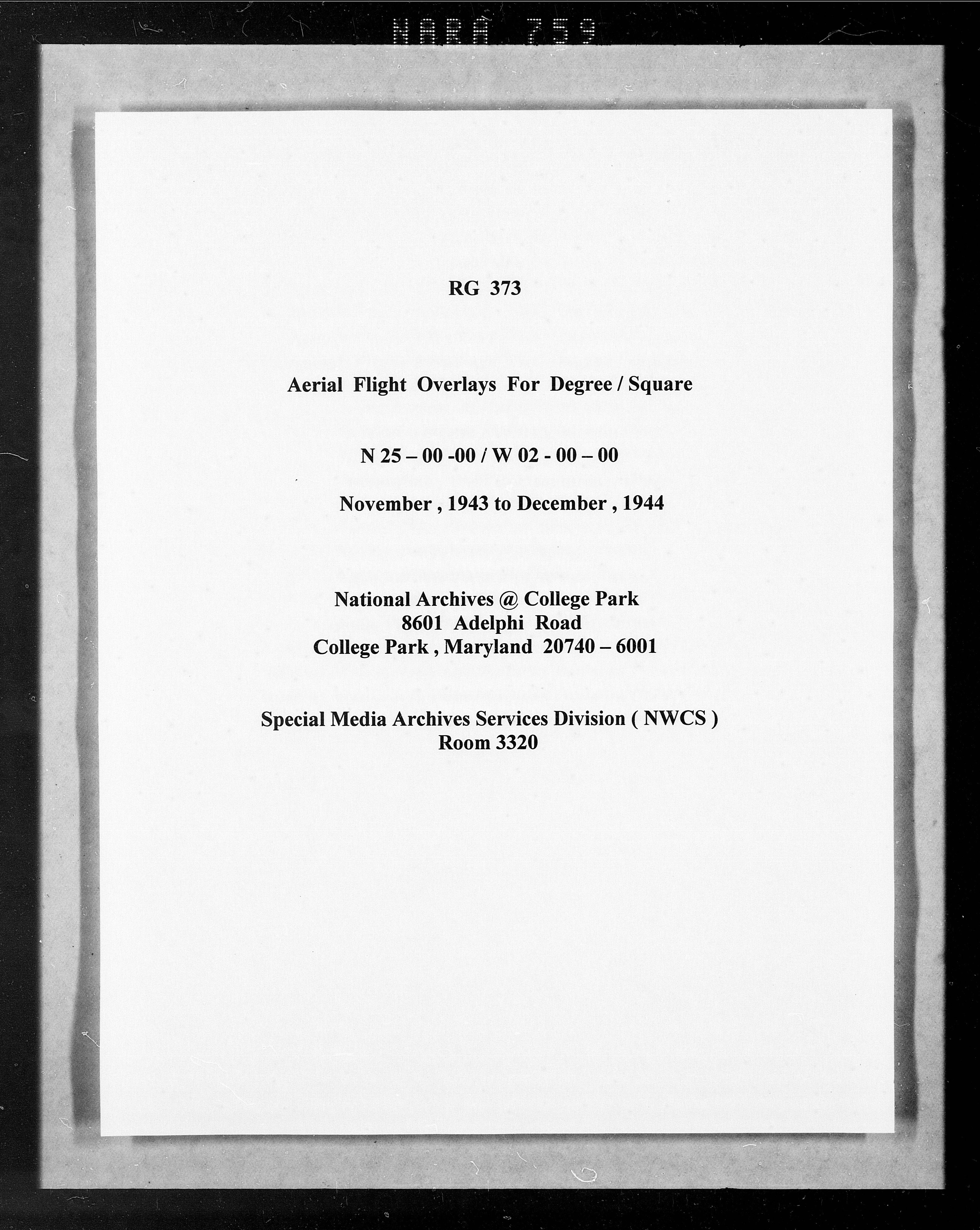 Overlay indexes for degree square 25N002W