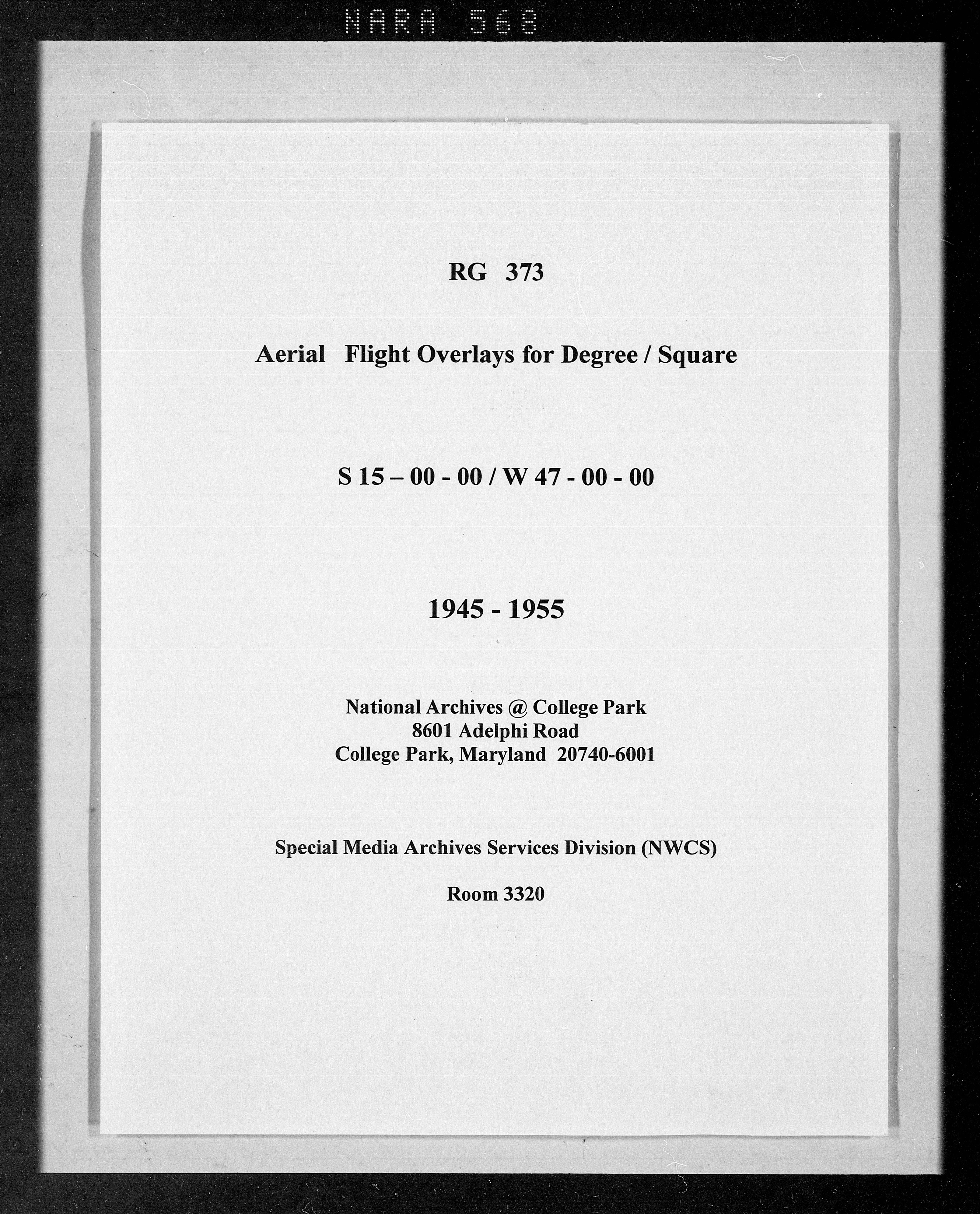 Overlay indexes for degree square 15S047W
