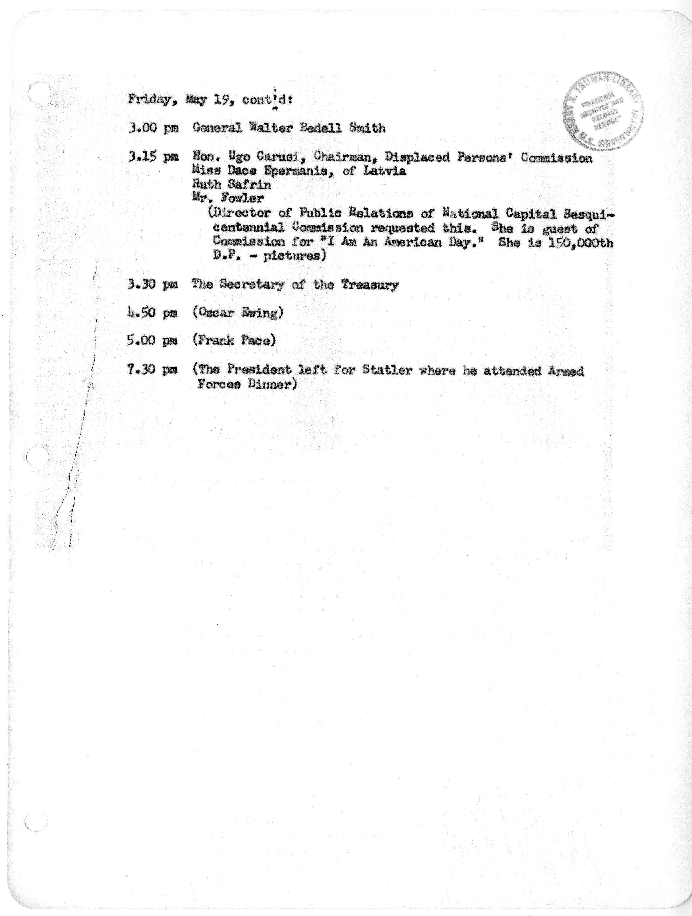 File:Daily Appointment Sheet for President Harry S. Truman - DPLA