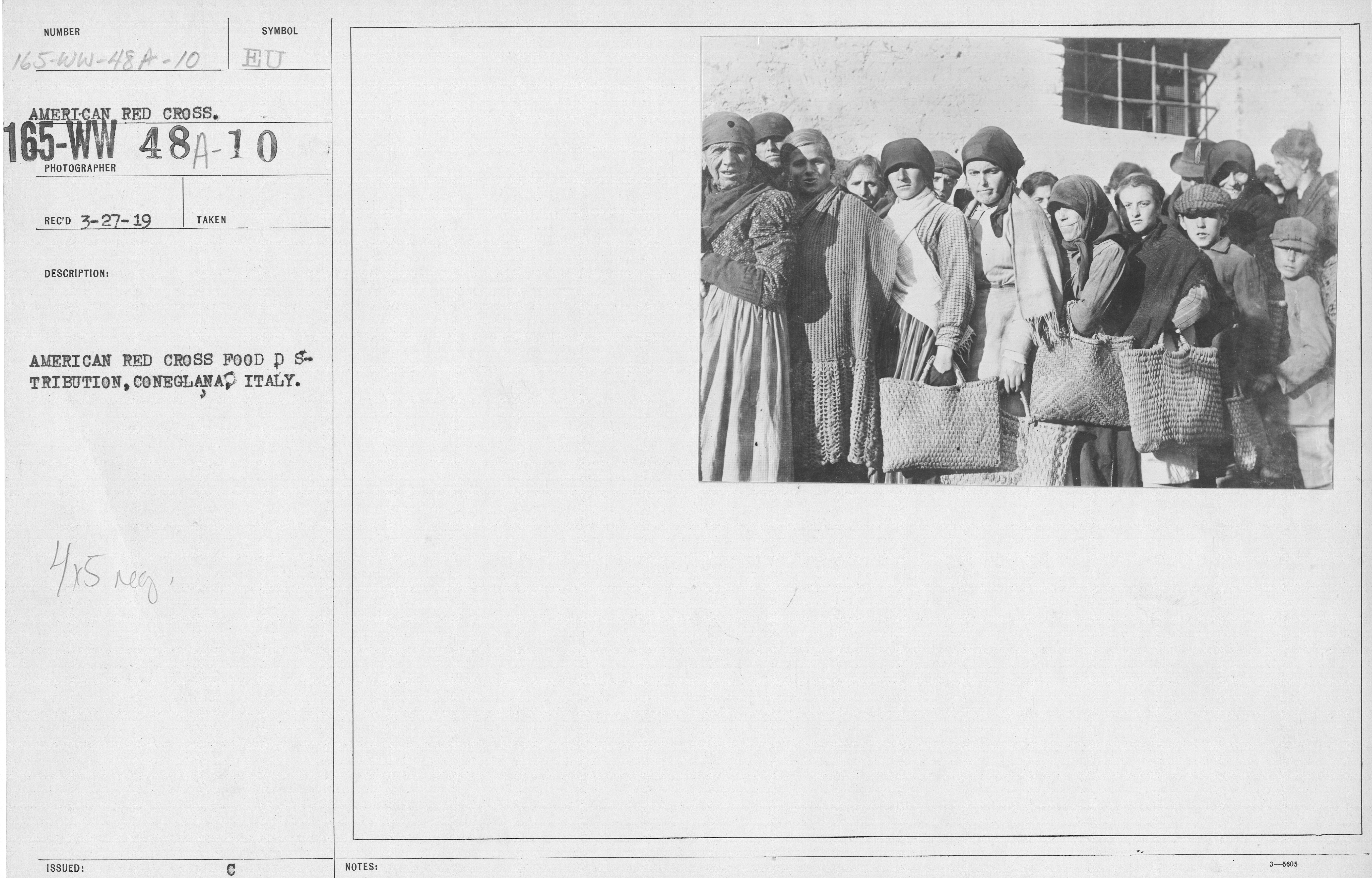 American Red Cross - Refugees - American Red Cross food distribution, Coneglana, Italy