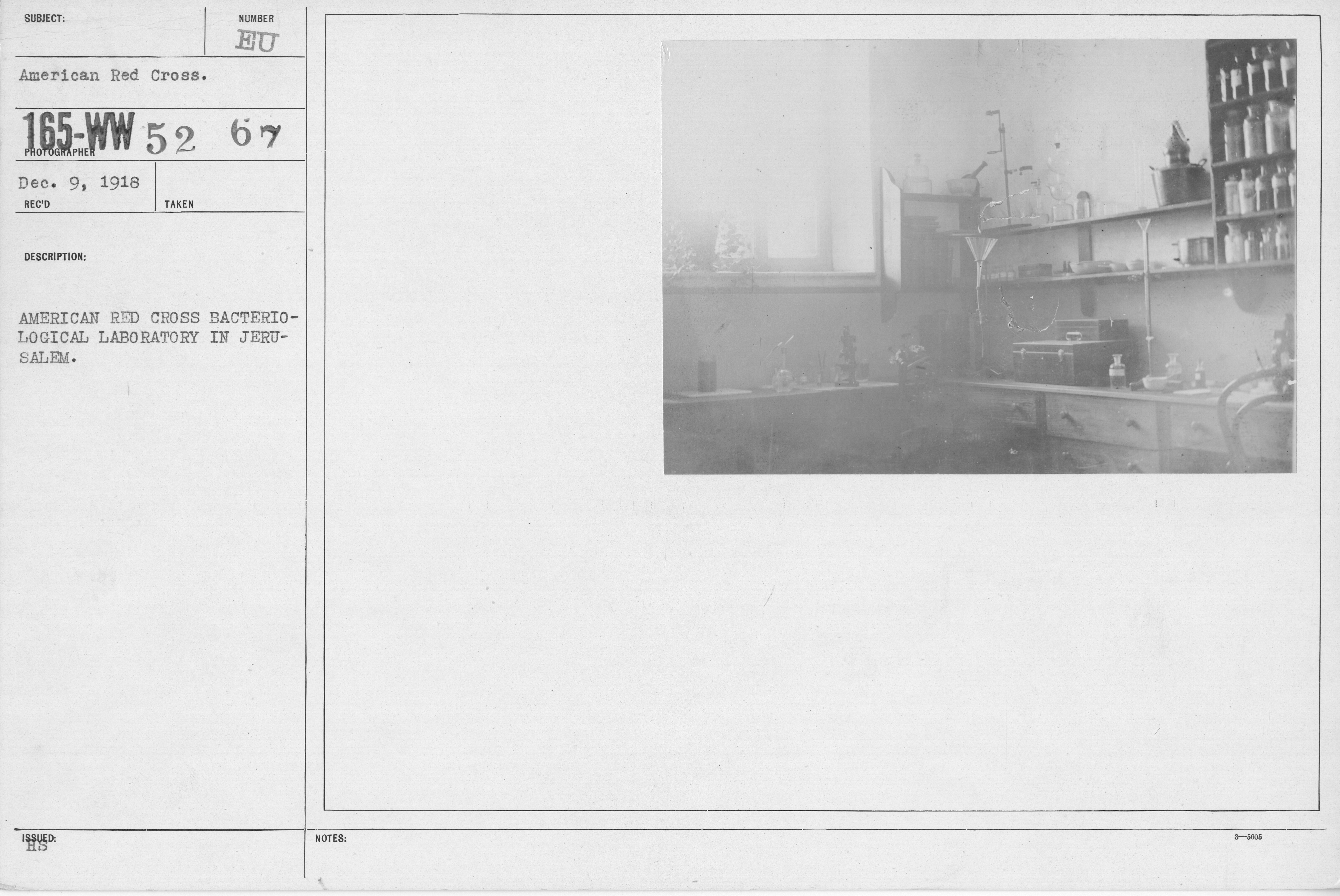 American Red Cross - Miscellaneous - American Red Cross Bacteriological Laboratory in Jerusalem