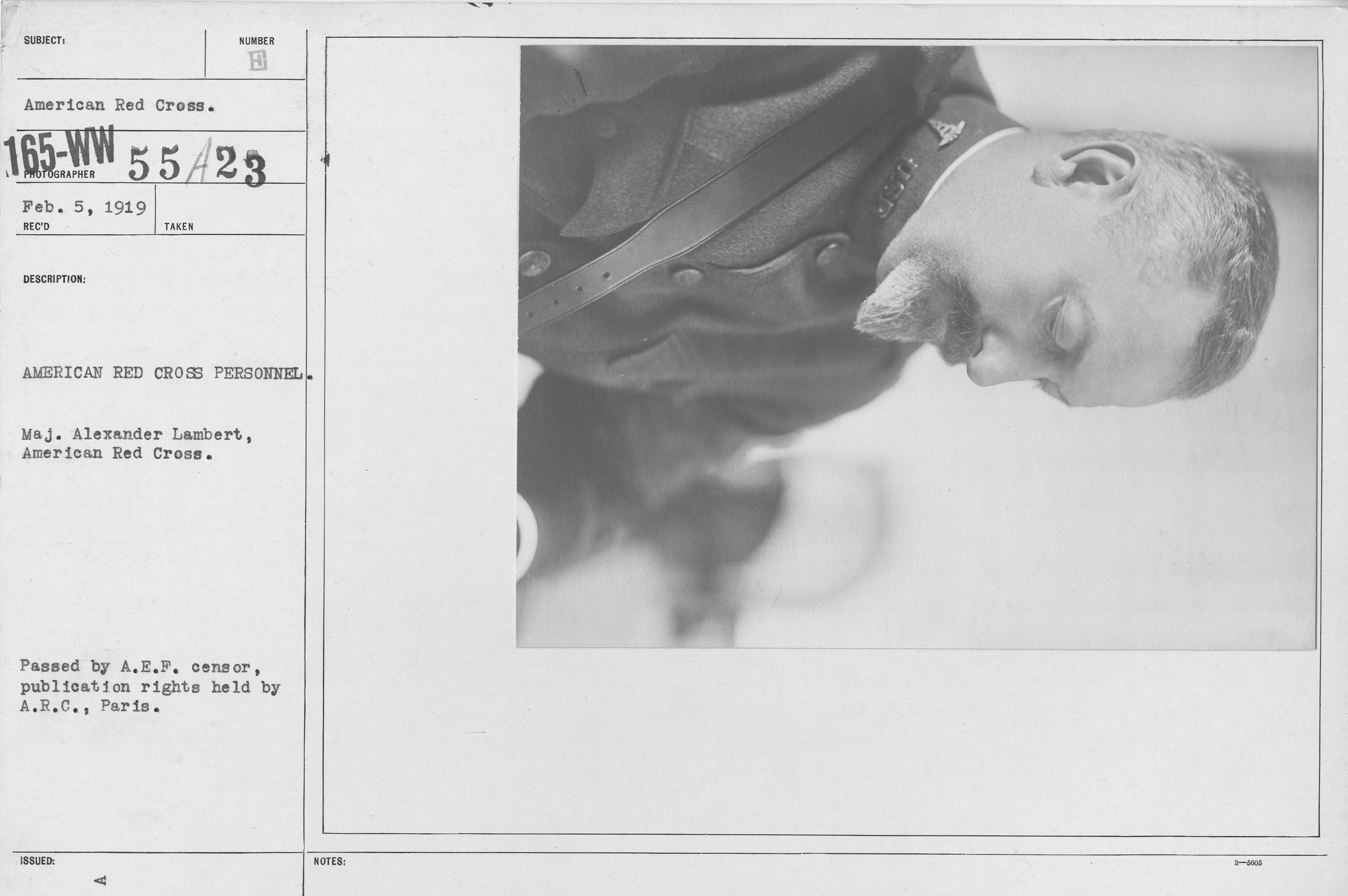 American Red Cross - I thru M - American Red Cross Personnel. Maj. Alexander Lambert, American Red Cross