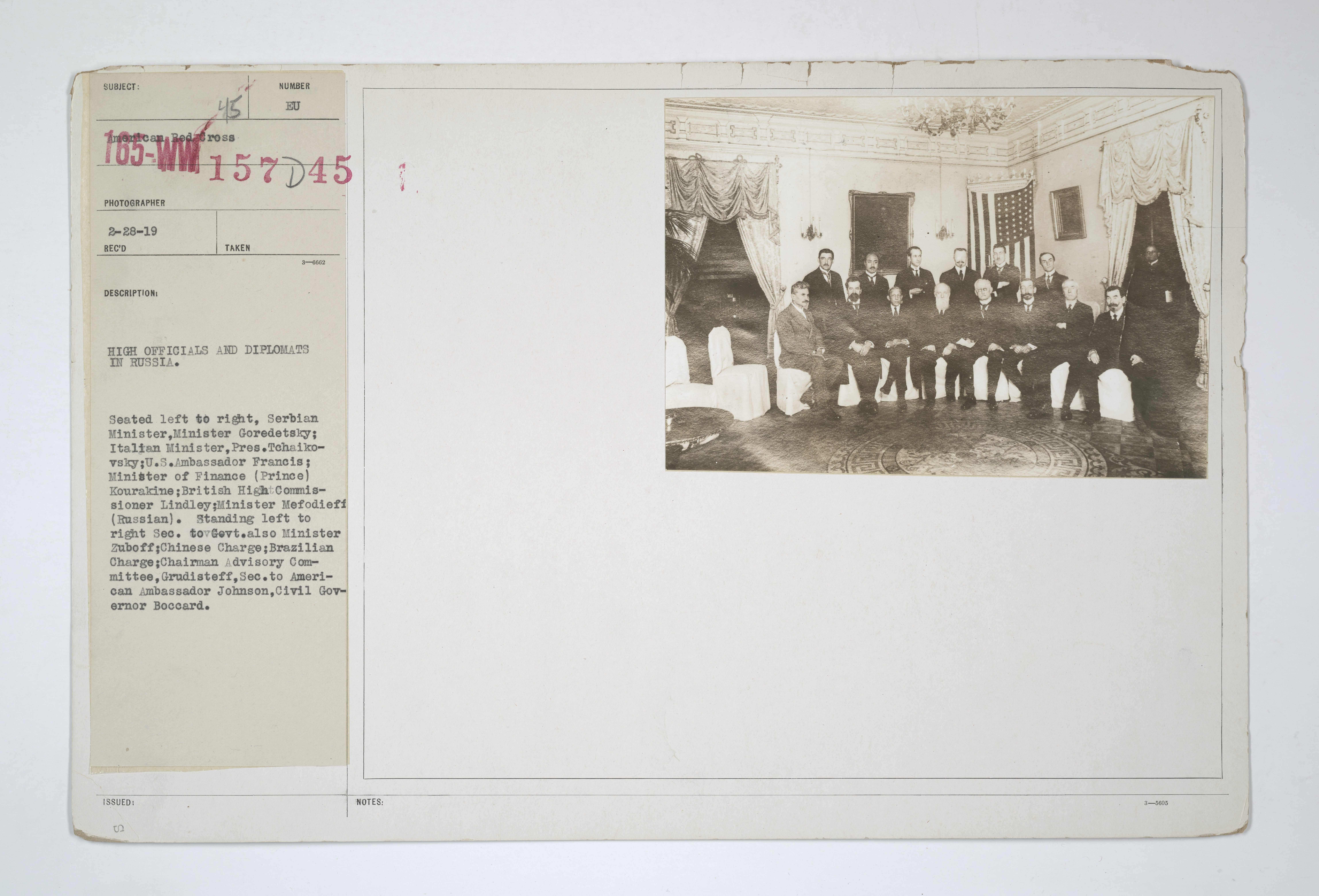 Enemy Activities - Arrests of Alien Enemies - Bolsheviks in Russia - High officials and diplomats in Russia