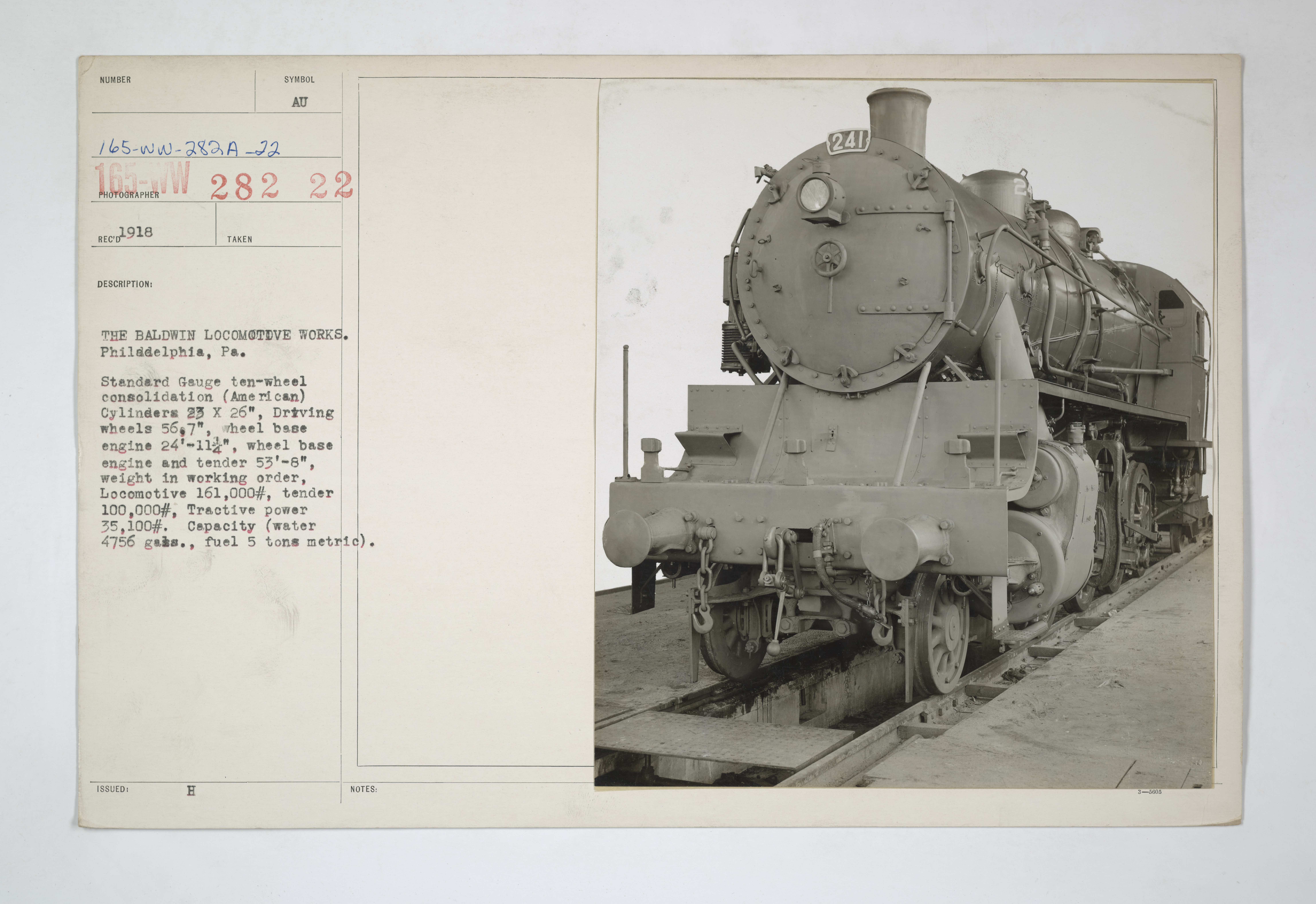 Military Administration - Transportation - Rail - Rolling Stock - THE BALDWIN LOCOMOTIVE WORKS
