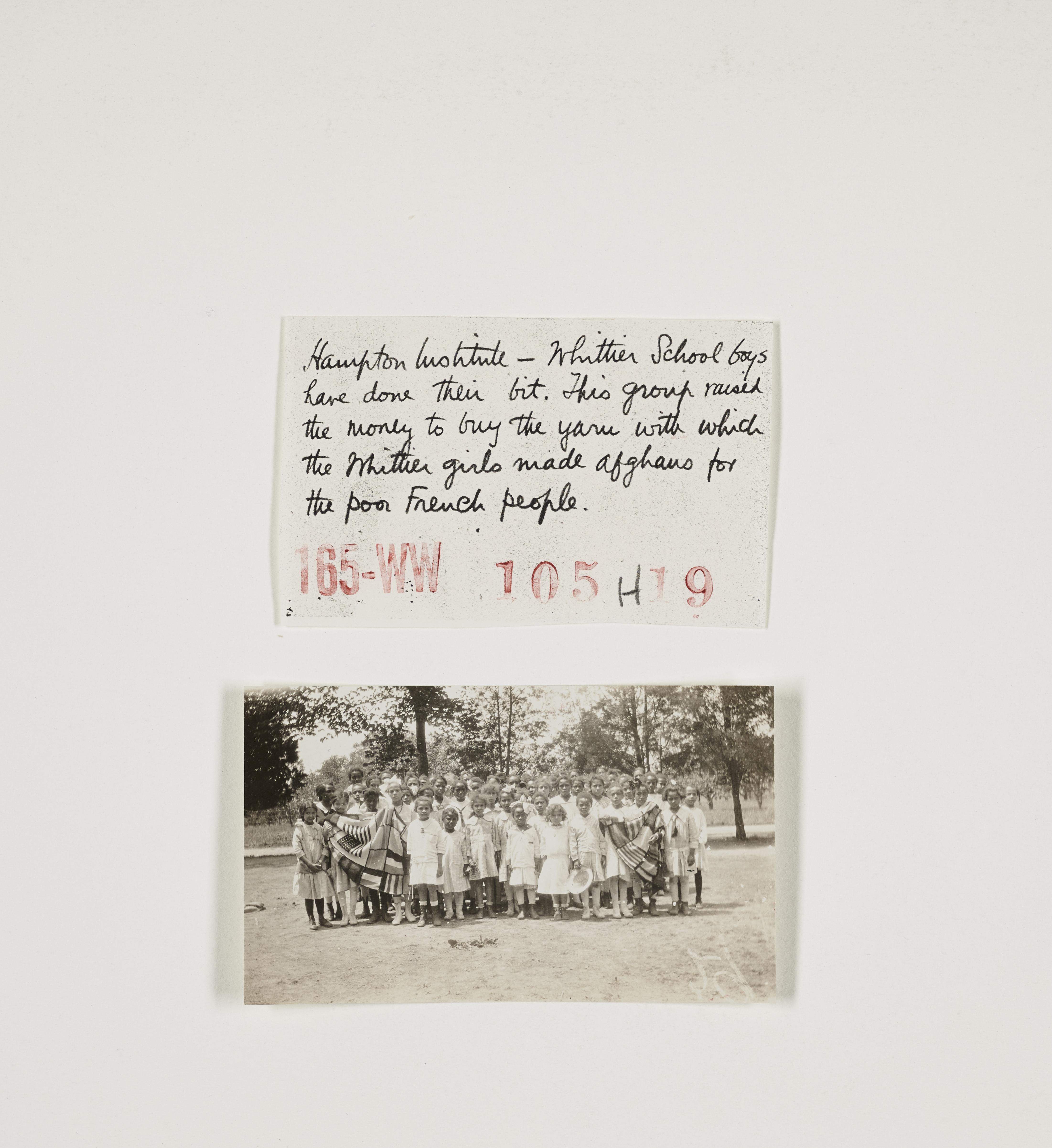 Colleges and Universities - Hampton Institute - Hampton Institute. Whittier School boys have d1 their bit. This group raised the m1y to buy the yarn with which the Whittier girls made afghans for the poor French people
