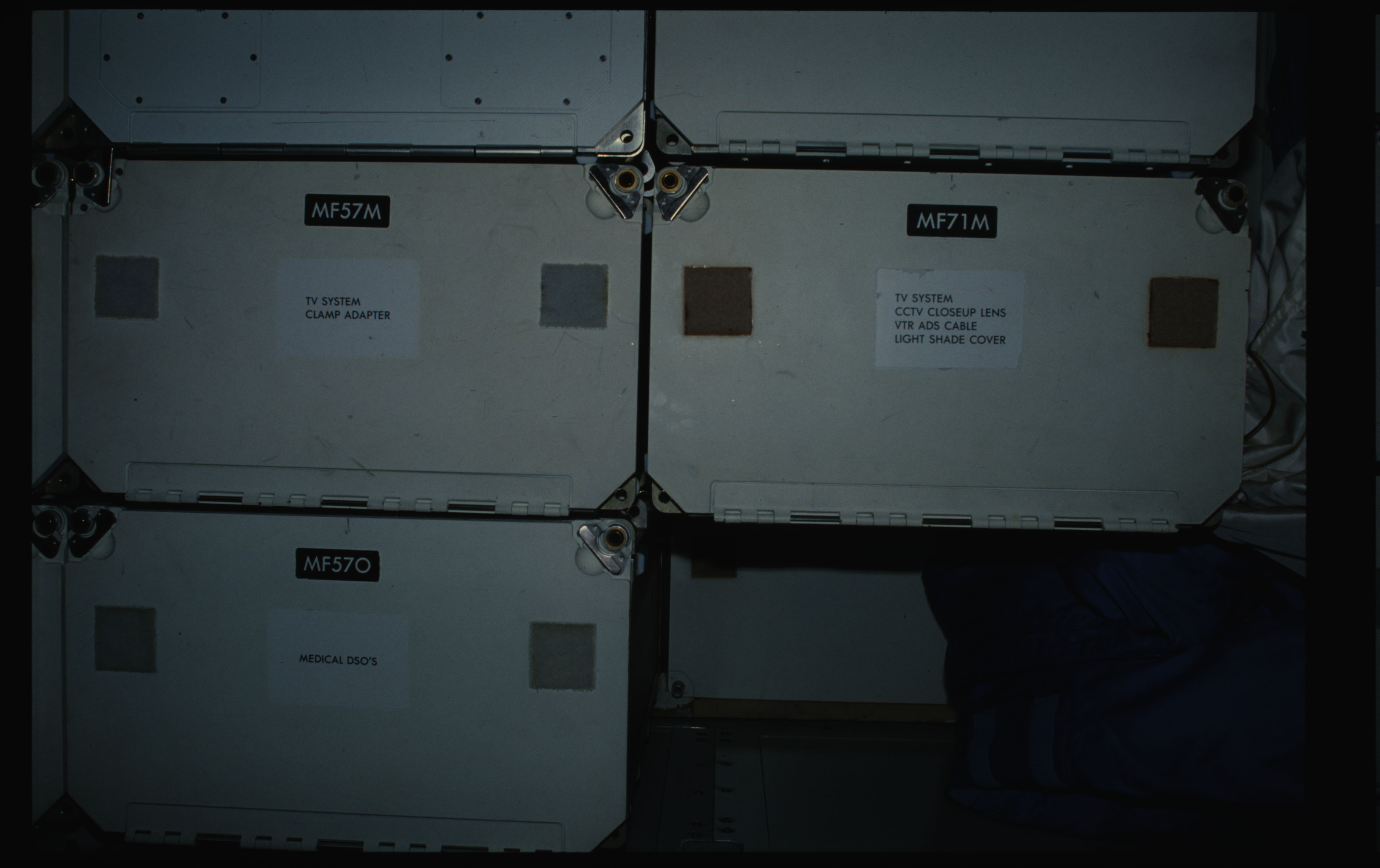 41C-08-293 - STS-41C - Middeck lockers on the space shuttle Challenger