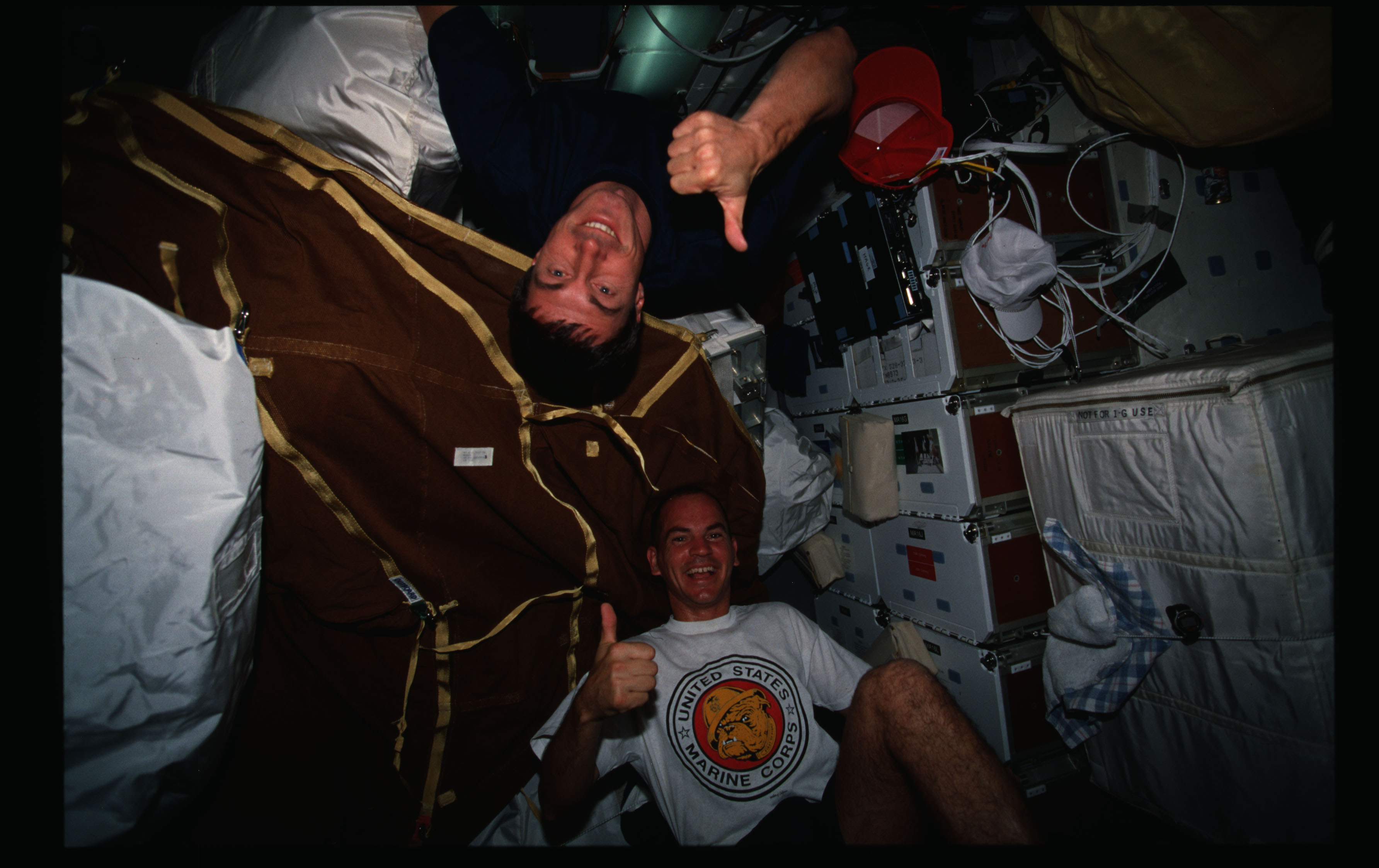 STS088-307-029 - STS-088 - Sturckow and Krikalev on middeck