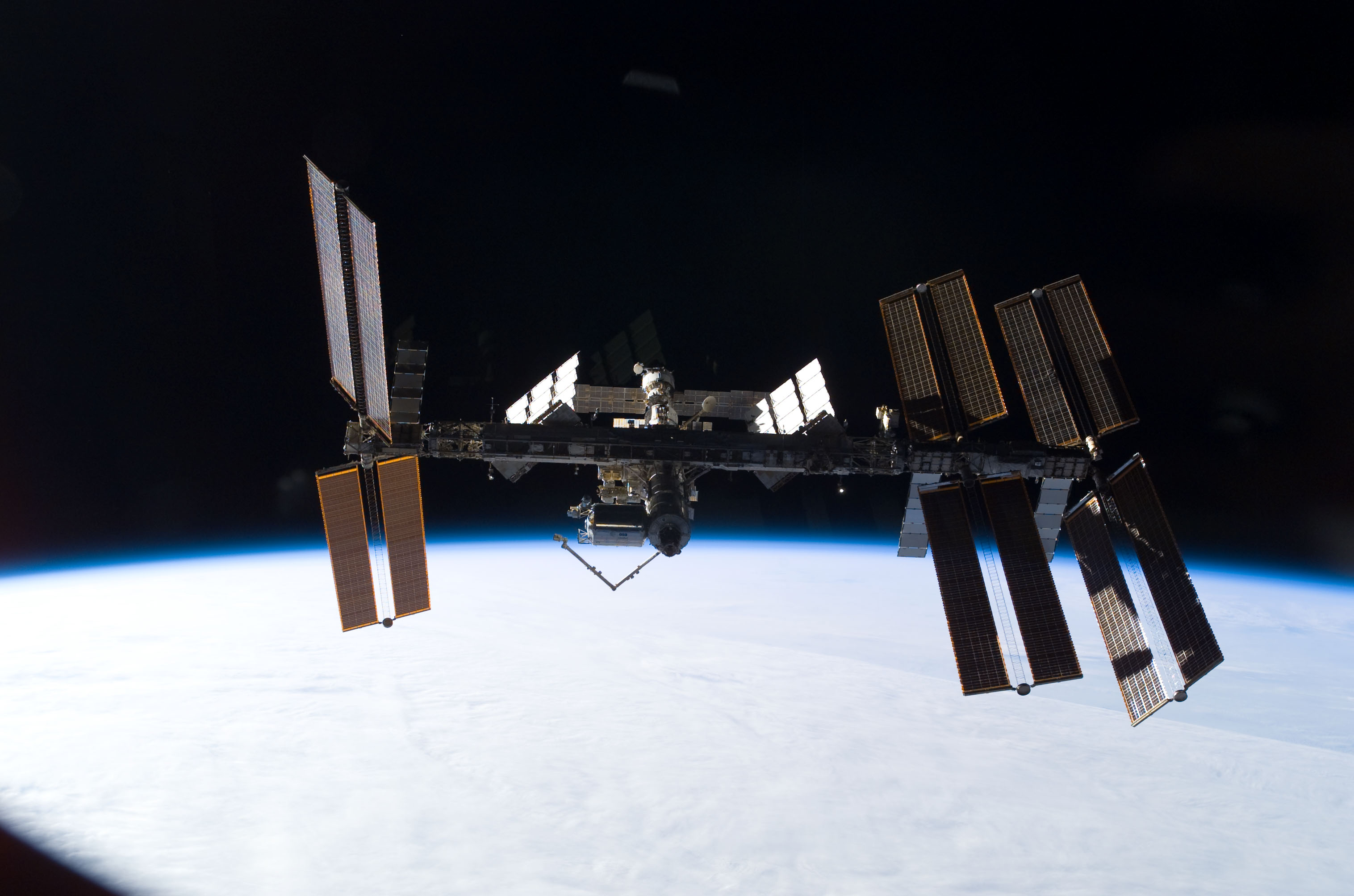 S122E011075 - STS-122 - View of ISS after STS-122 Undocking